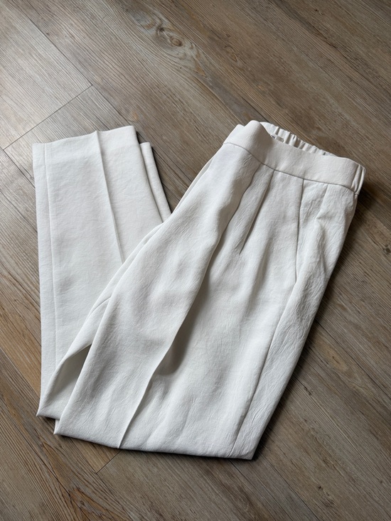 Babaton Pants - Babaton Cream Pleated High-Waist Trousers